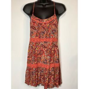 Abercrombie Fitch Women's Paisley Sleeveless Tiered Racerback Mini Dress Small